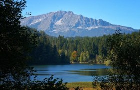 Erlauf reservoir with a view of the &Ouml;tscher, &copy; Unknown