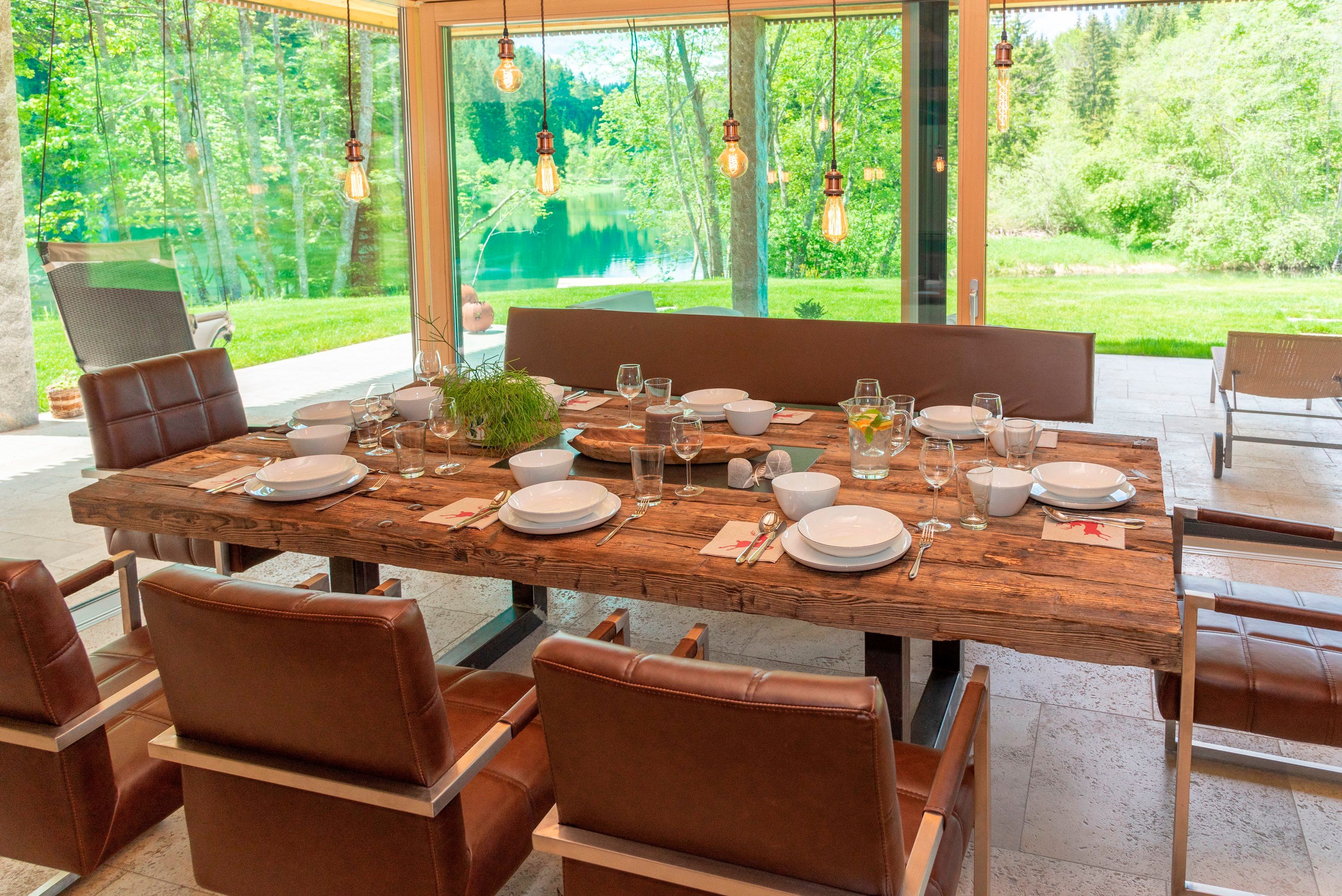Dining area with lake view