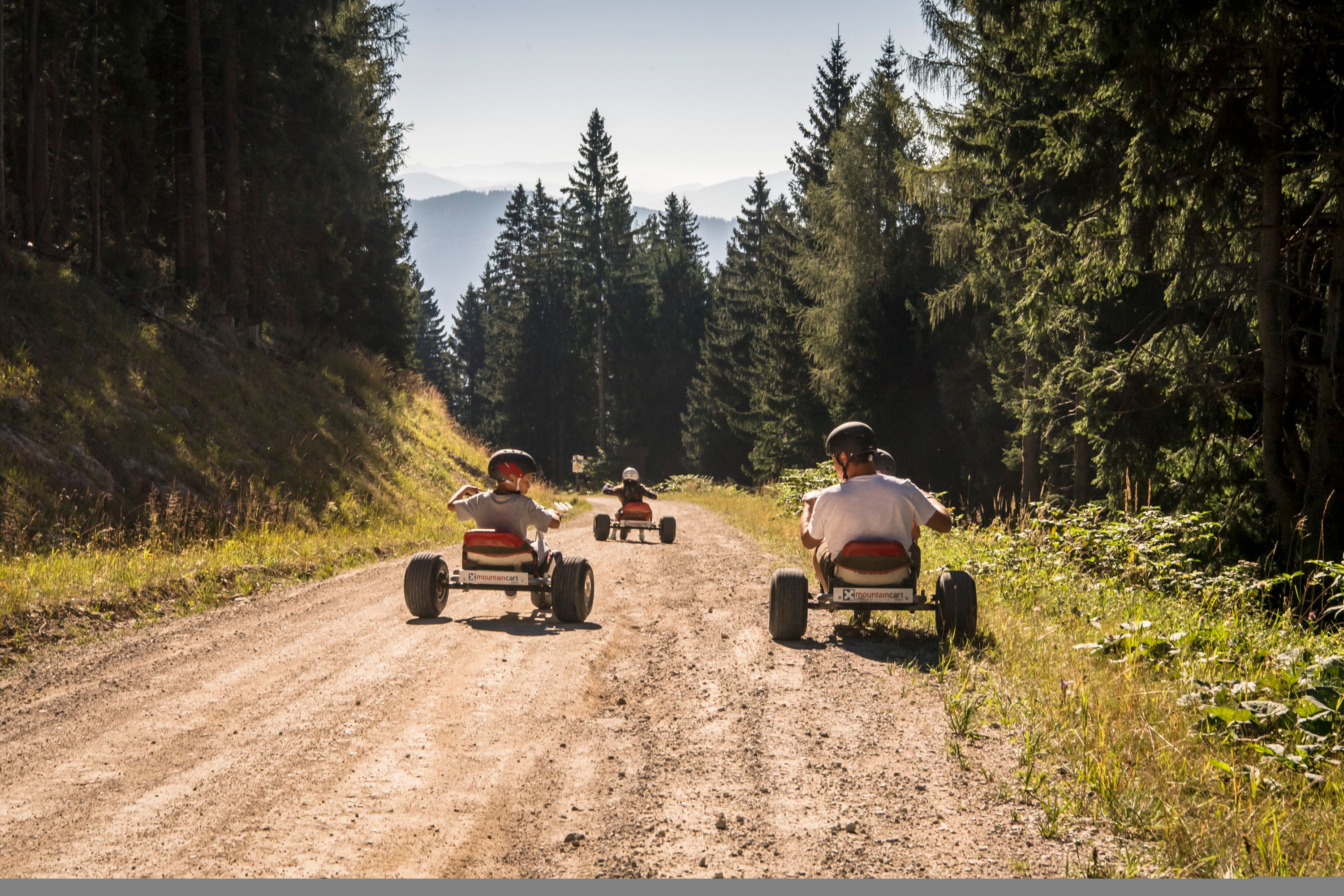 Rasant geht's mit Mountaincarts ins Tal