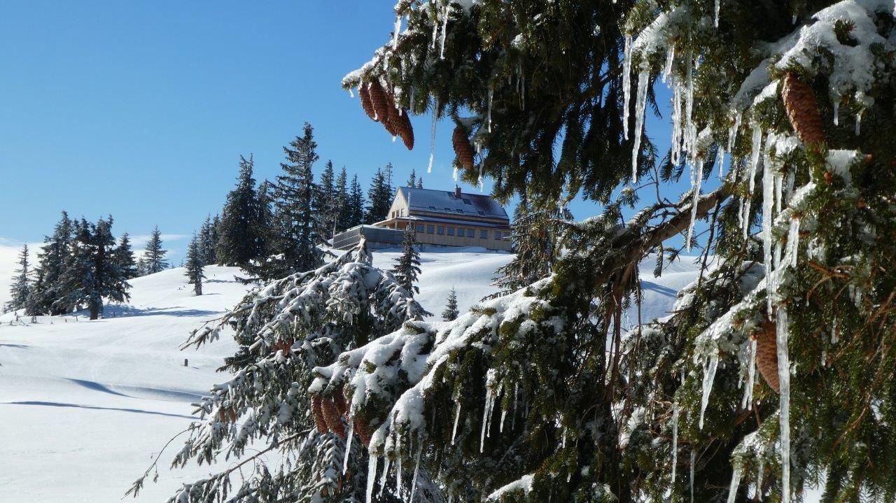 Tiefwinterlicher Blick auf das Annaberger Haus